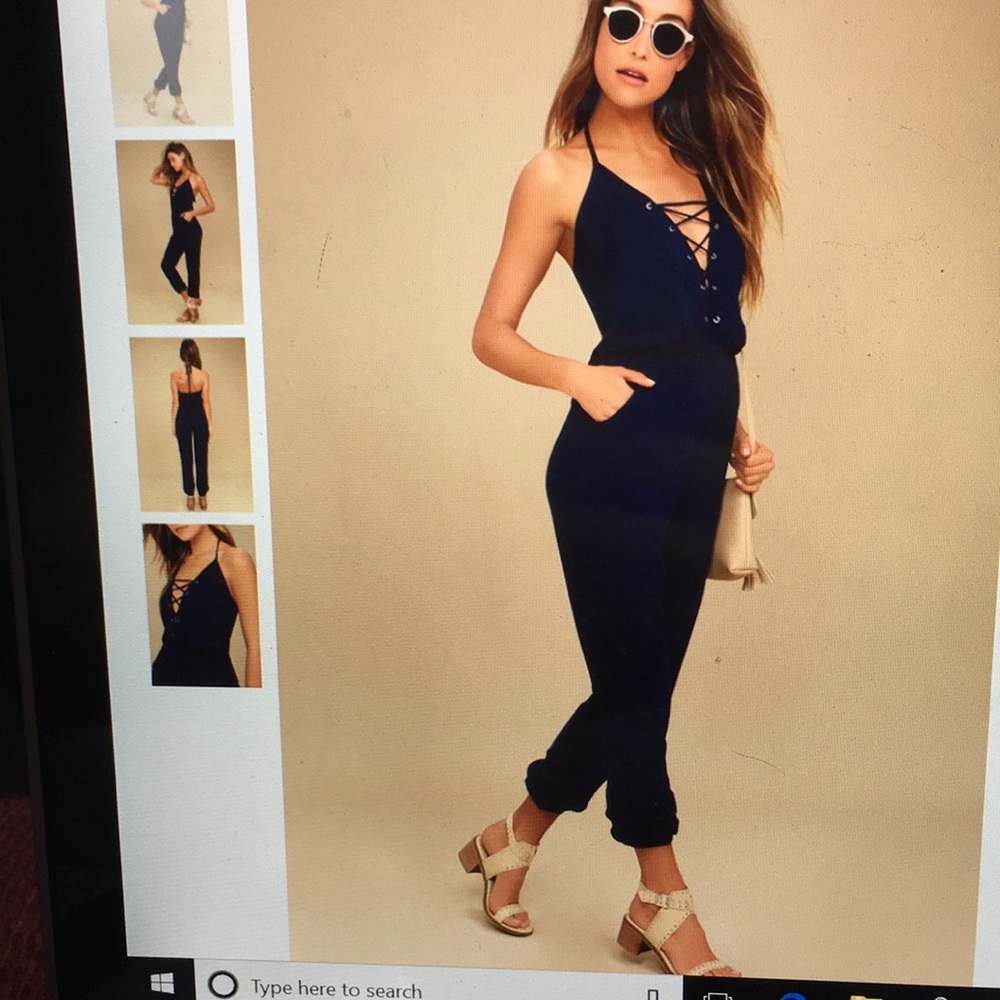 Lulus Chic navy blue lace up jumpsuit